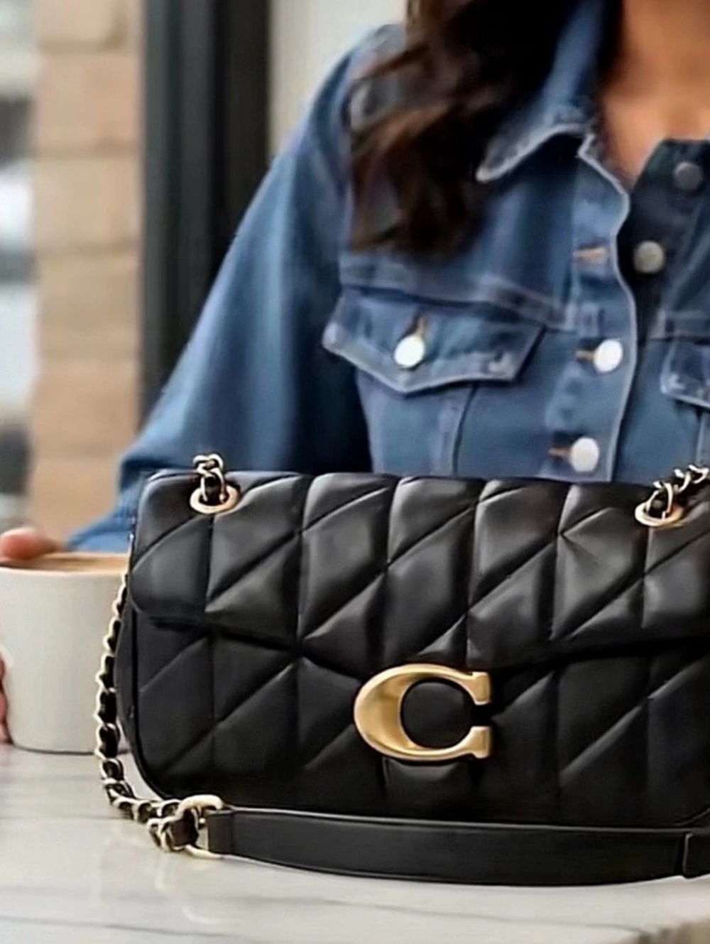 Quilted Tabby Shoulder Bag 26 Black